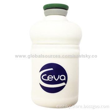 Bottle-shaped USB flash drive, made of soft PVC material, OEM orders are welcome